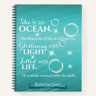 Carnet Cute Aquamarine Océan Turquoise Thème Poésie