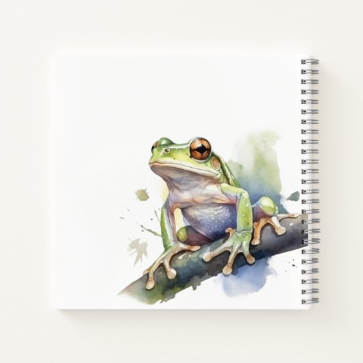 Carnet Cute Aquarelle Arbre Frog, personnalisé (Dos)