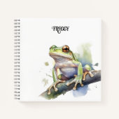 Carnet Cute Aquarelle Arbre Frog, personnalisé (Devant)