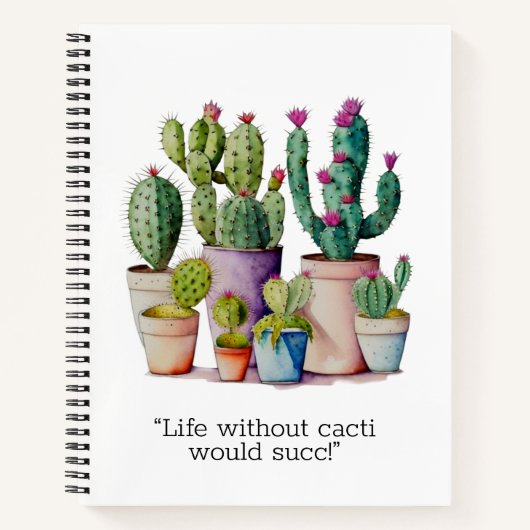 Carnet Cute aquarelle cactus succulents dans les pots (Devant)