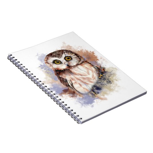 Carnet Cute Aquarelle Chouette Oiseau Art de la nature (Côté Droit)