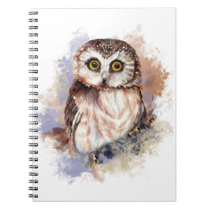 Carnet Cute Aquarelle Chouette Oiseau Art de la nature