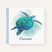 Carnet Cute Aquarelle Tortue de mer Personnalisée (Devant)