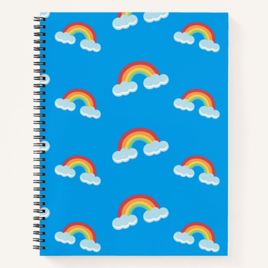 Carnet Cute arc-en-ciel avec Motif nuages (Devant)