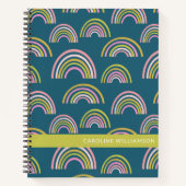 Carnet Cute arc-en-ciel géométrique en bleu Personnalisé (Devant)