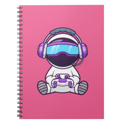 Carnet Cute Astronaut Jouer VR Game Cartoon (Devant)