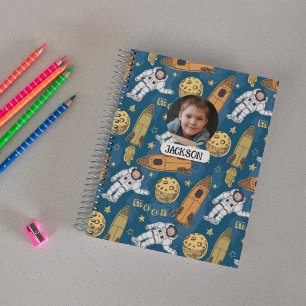 Carnet Cute Astronaut Rocket Moon Stars Space Monogramme
