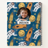 Carnet Cute Astronaut Rocket Moon Stars Space Monogramme (Dos)