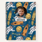 Carnet Cute Astronaut Rocket Moon Stars Space Monogramme (Devant)