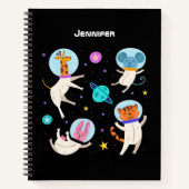 Carnet Cute astronaute Animaux flottant dans l'espace (Devant)