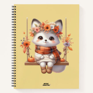 Carnet Cute Autumn Fox Kawaii Floral Cottagecore