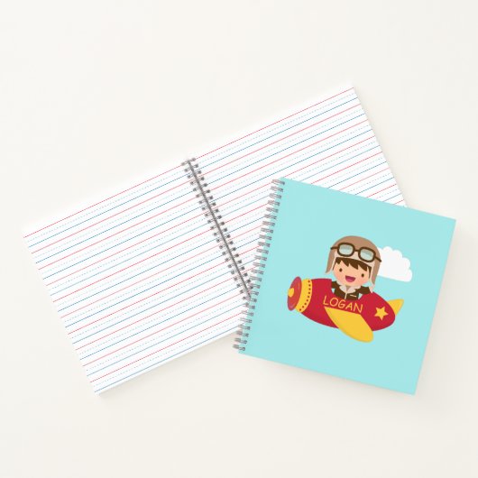 Carnet Cute Aviator Avion Adventure Boys Personnalisé (Intérieur)