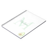Carnet Cute Avocado Custom Name Initial (Côté gauche)