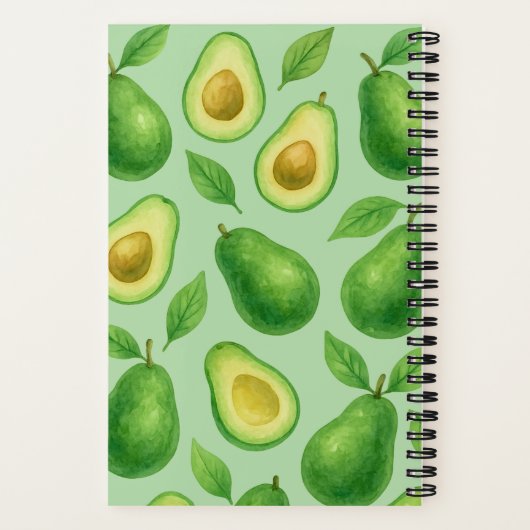 Carnet Cute Avocado pattern | Green Aesthetic Fruit gift (Verso)