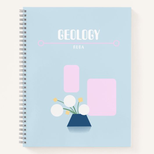 Carnet Cute baby blue notebook with geometric flowers  (Devant)