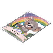 Carnet Cute Baby Koala Rainbow Nom personnalisé (Côté gauche)