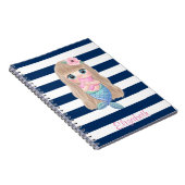 Carnet Cute Baby Mermaid Marine Bleu Stripes (Côté Droit)