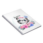 Carnet Cute Baby Panda Flower Wreath Nom personnalisé (Côté Droit)