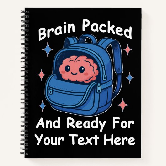 Carnet Cute Back-to-School Customizable “Brain Ready" (Devant)