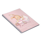 Carnet Cute Ballerina Lapin Lapin Rose Tutu Pois (Côté Droit)