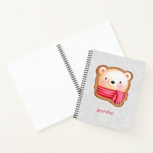 Carnet Cute Bear Face Red Scarf et Rosy Cheeks Christmas