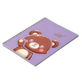 Carnet Cute Bear Spiral Notebook–Purple Teddy Bear Design (Côté gauche)