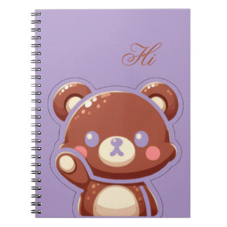 Carnet Cute Bear Spiral Notebook–Purple Teddy Bear Design