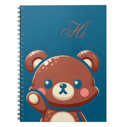 Carnet Cute Bear Spiral Notebook – Teal Blue Teddy Bear (Devant)