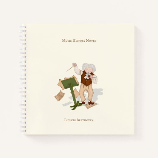 Carnet Cute Beethoven Portrait Musician's Personnalisé (Devant)
