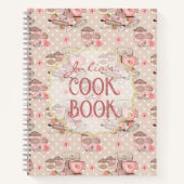 Carnet Cute Beige Retro Cook Book Personalized (Devant)