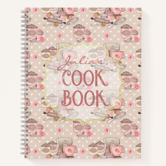 Carnet Cute Beige Retro Cook Book Personalized