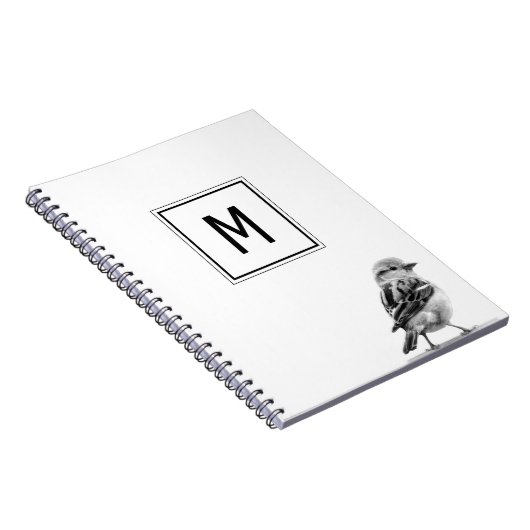 Carnet Cute Bird Custom Your Initial Letter  (Côté Droit)