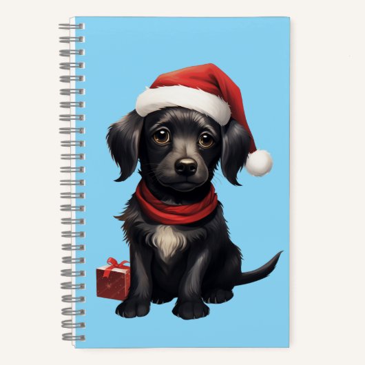Carnet Cute Black Dog at Christmas (Recto)