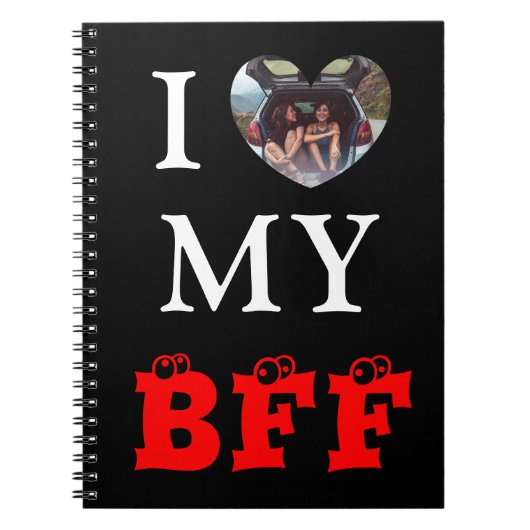 Carnet Cute Black Red Heart Photo BFF (Devant)