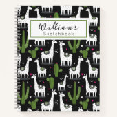 Carnet Cute Black White Llama Cactus Sketchbook pour enfa (Devant)