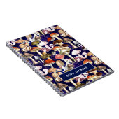Carnet Cute bleu champignons motif de jardin (Côté Droit)