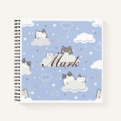 Carnet Cute bleu Motif Kitten Cloud (Devant)