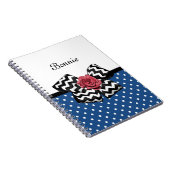 Carnet Cute Bleu Pois Rouge Rose Chevron Bow et nom (Côté Droit)
