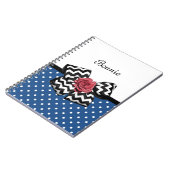 Carnet Cute Bleu Pois Rouge Rose Chevron Bow et nom (Côté gauche)