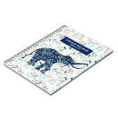 Carnet Cute Blue Elephant Motif de feuilles botaniques (Côté gauche)