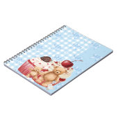 Carnet Cute Blue Gingham Teddy Bear & Ribbon (Côté gauche)