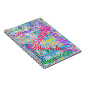 Carnet Cute Blue Girly Fun Flowers N'importe quel nom Col (Côté Droit)