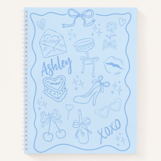 Carnet Cute Blue Girly tendance (Devant)