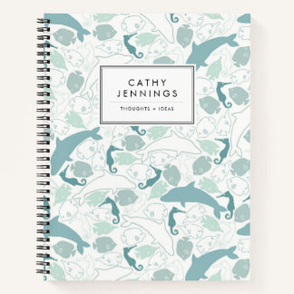 Carnet Cute Blue Sea Marine Animaux Dauphin Poisson Seaho