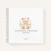 Carnet Cute Boho Floral Ours Aquarelle Service pour enfan (Devant)