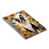 Carnet Cute Boston Terrier Yellow Sunflowers (Côté Droit)