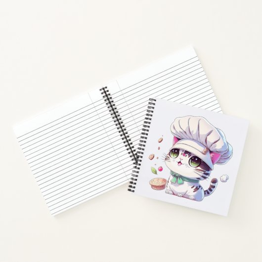 Carnet Cute boulangère Chef Chat Kitten avec pain | (Intérieur)
