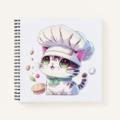 Carnet Cute boulangère Chef Chat Kitten avec pain | (Devant)
