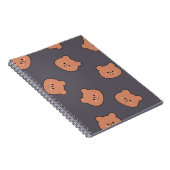 Carnet Cute Brown Teddy Bear Face Pattern Dark Blue (Côté Droit)