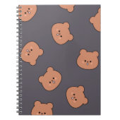 Carnet Cute Brown Teddy Bear Face Pattern Dark Blue (Devant)